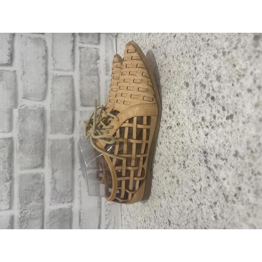 Coconuts by Matisse Woven Tan Leather Lace-Up Flats